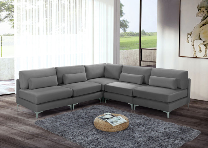 Julia - Modular Sectional 5 Piece - Grey - Fabric