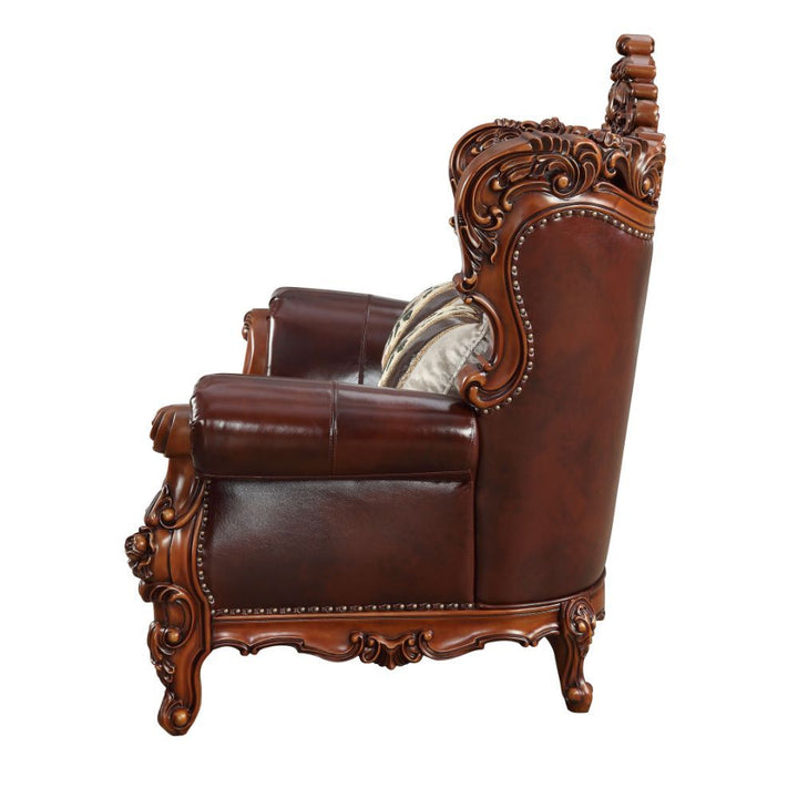 Eustoma - Loveseat - Cherry Top Grain Leather Match & Walnut