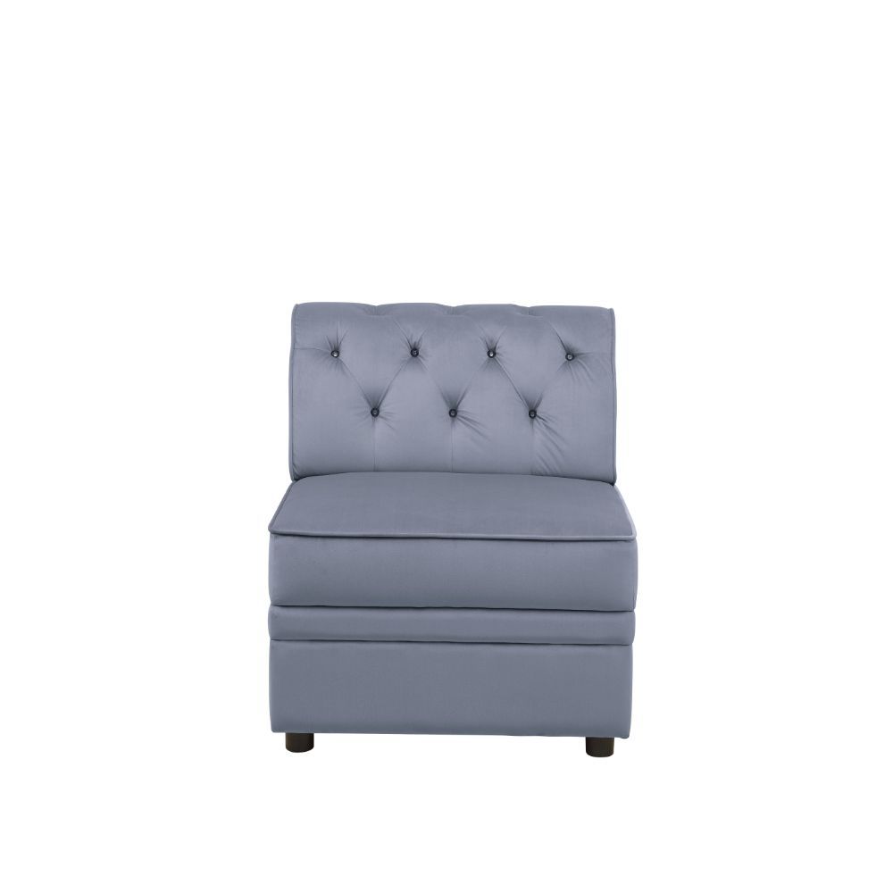 Bois II - Armless Chair - Gray Velvet