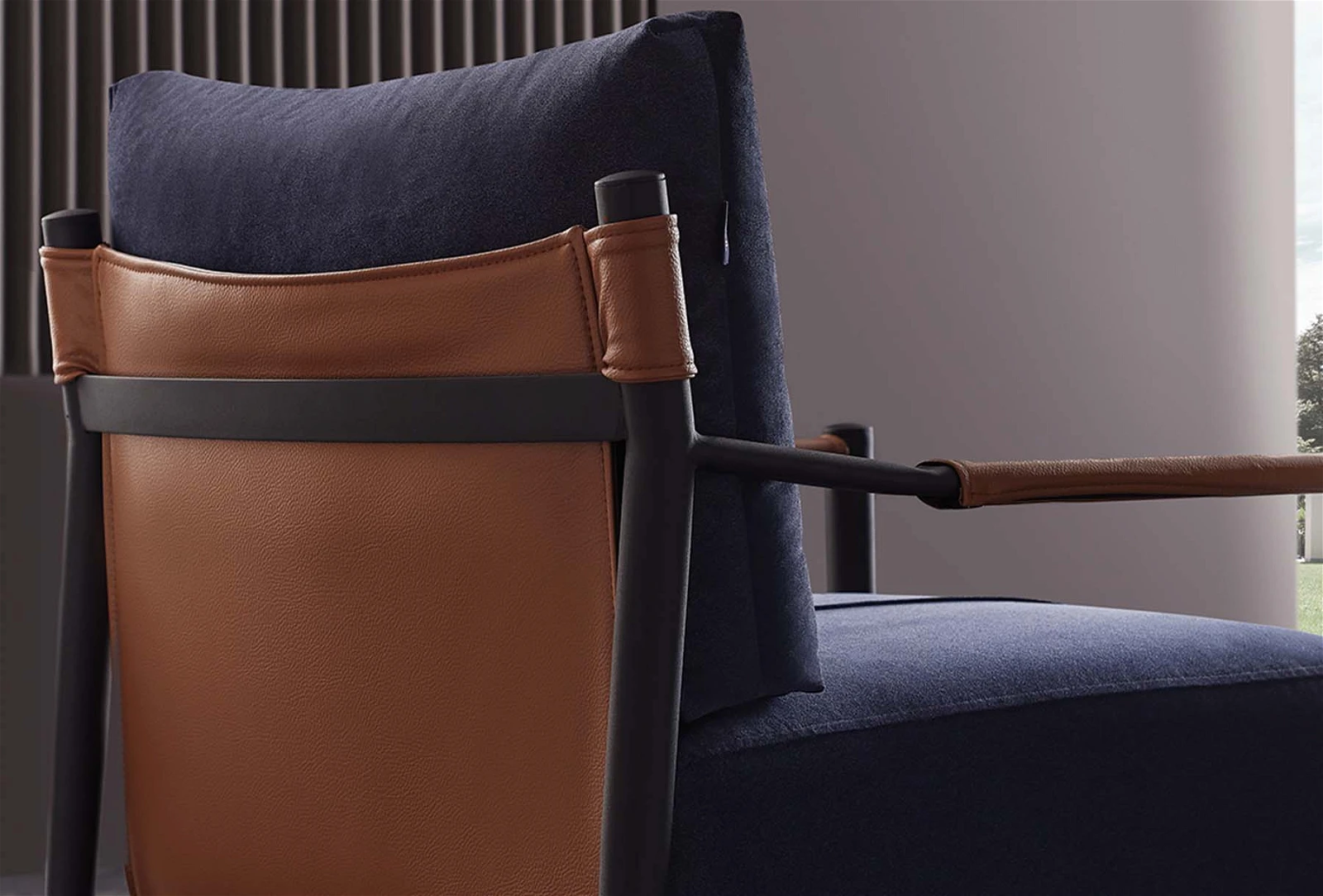 Linz Metal Armchair, Velvet (Blue)