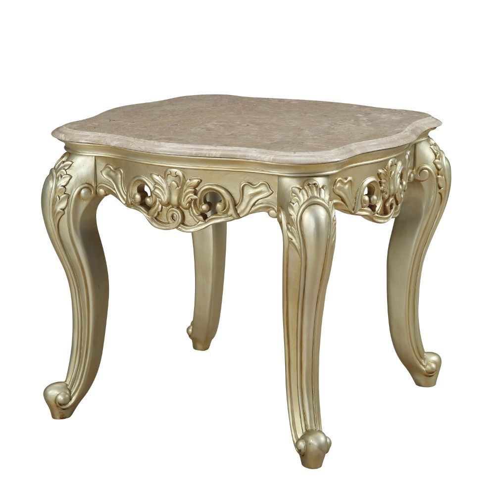 Gorsedd - End Table - Marble & Antique White