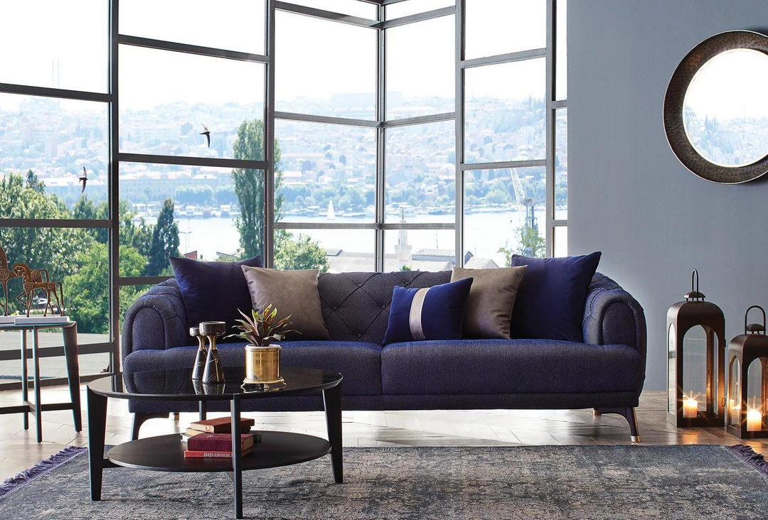 Navy Blue Colt Feather Navona 3-Seater Sofa