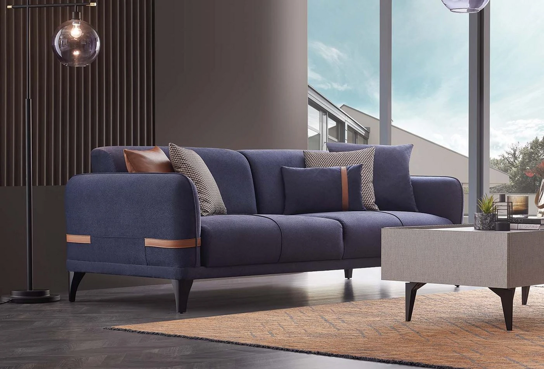 Linz 3 Seater Sofa Bed Blue