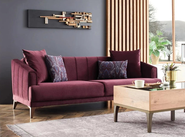 Burgundy Colt Feather Sona 3-Seater Sofa Bed