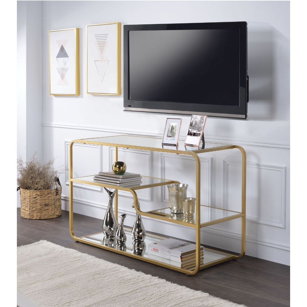 Astrid - TV Stand - Gold & Mirror