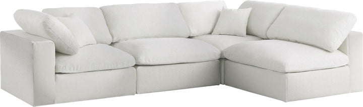 Serene - Linen Textured Fabric Deluxe Comfort Modular Sectional 4 Piece - Cream