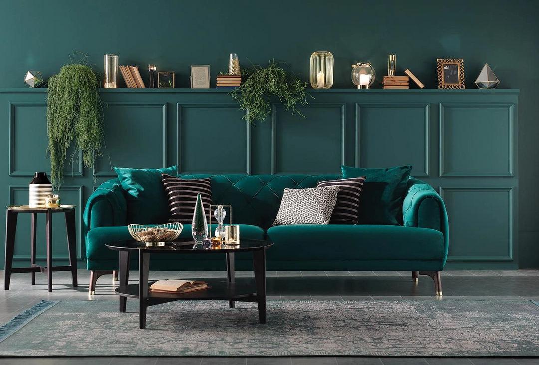 Petrol Velvet Navona 3-Seater Sofa