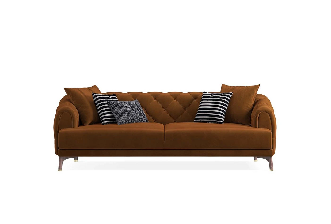 Orange Velvet Navona 3-Seater Sofa Bed