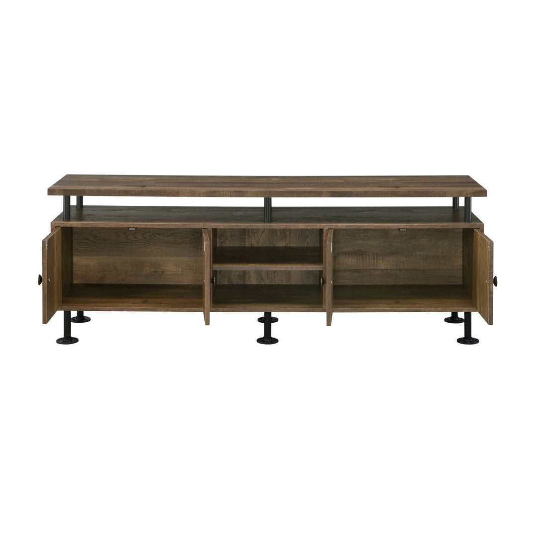 Ensata II - TV Stand - Rustic Oak & Black Finish