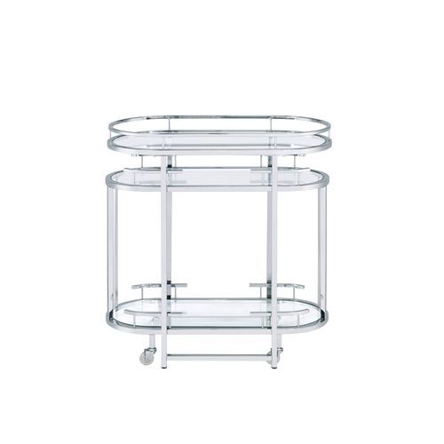 Piffo - Serving Cart - Clear Glass & Chrome Finish