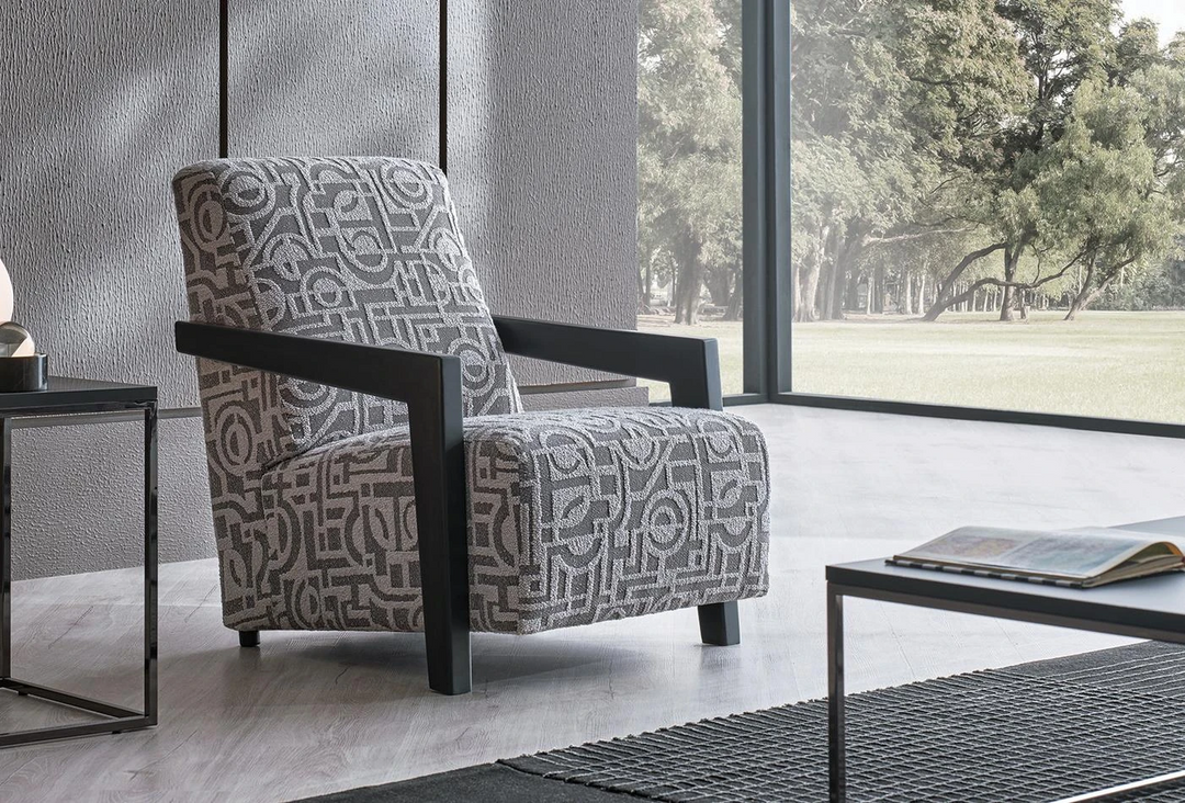 Light Grey Melbourne Armchair in Dark Oak