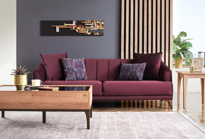 Purple Velvet Sona 3-Seater Sofa Bed