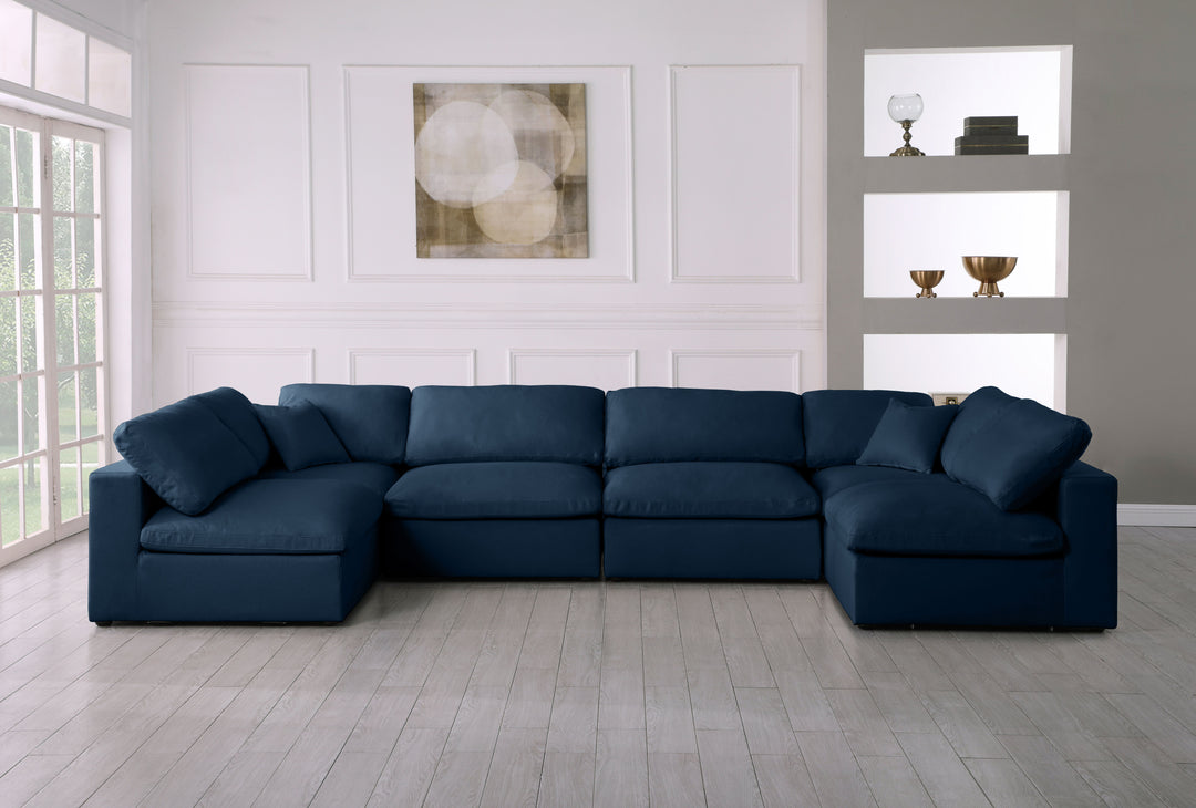 Plush - Velvet Standart Comfort Modular Sectional 6 Piece - Navy