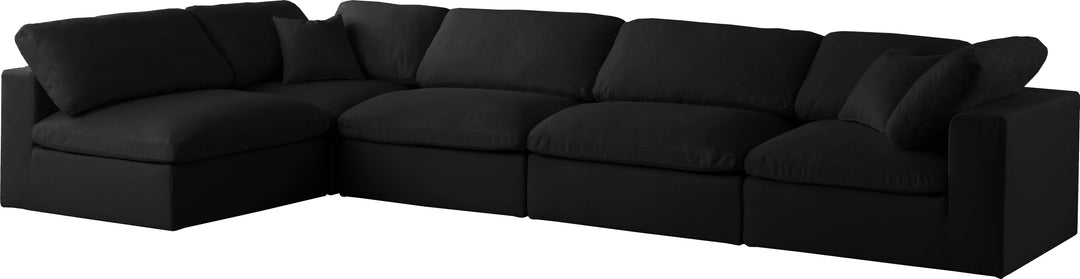 Plush - Velvet Standart Comfort Modular Sectional 5 Piece - Black