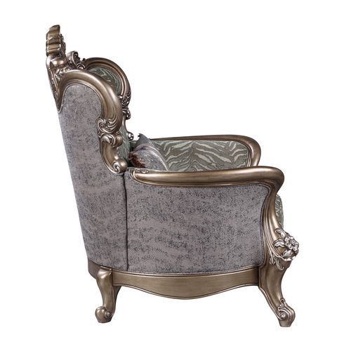 Elozzol - Chair With Pillow - Fabric & Antique Bronze Finish - Wood