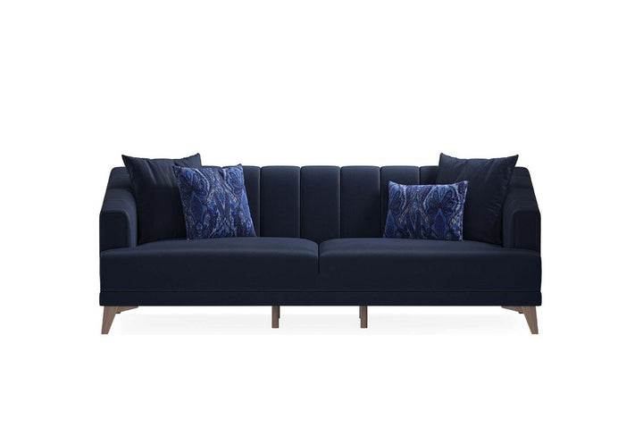 Navy Blue Velvet Sona 3-Seater Sofa Bed