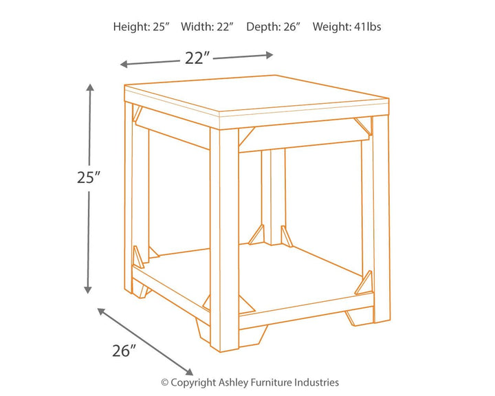 Fregine - Whitewash - Rectangular End Table