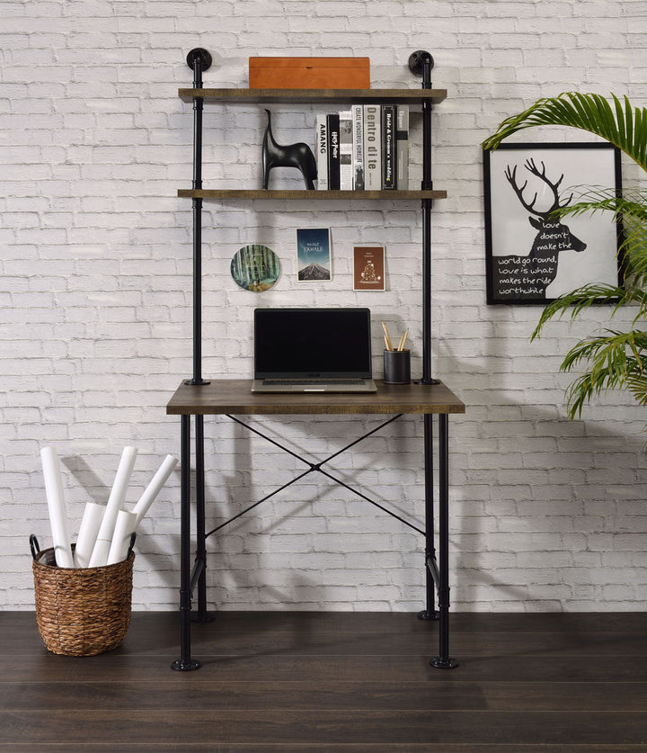 Ensata II - Writing Desk - Rustic Oak & Black Finish