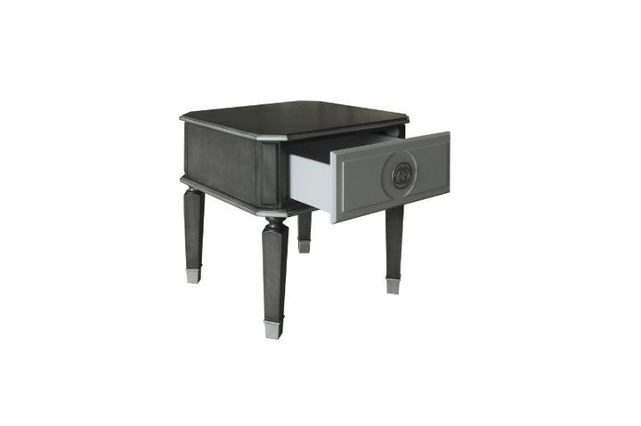 House - Beatrice End Table - Charcoal & Light Gray Finish