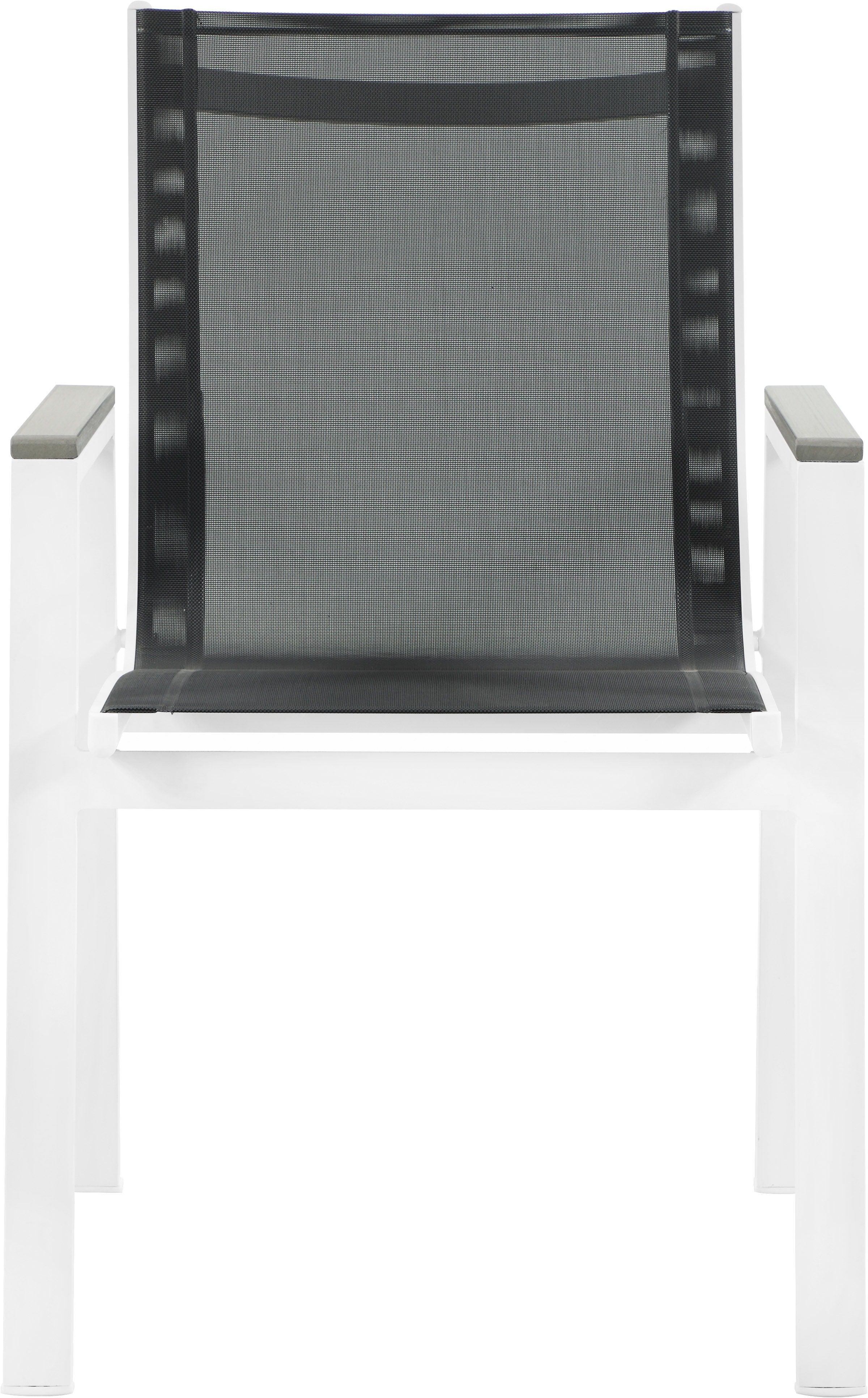 Nizuc - Outdoor Patio Dining Arm Chair With White Frame And Gray Arms (Set of 2)