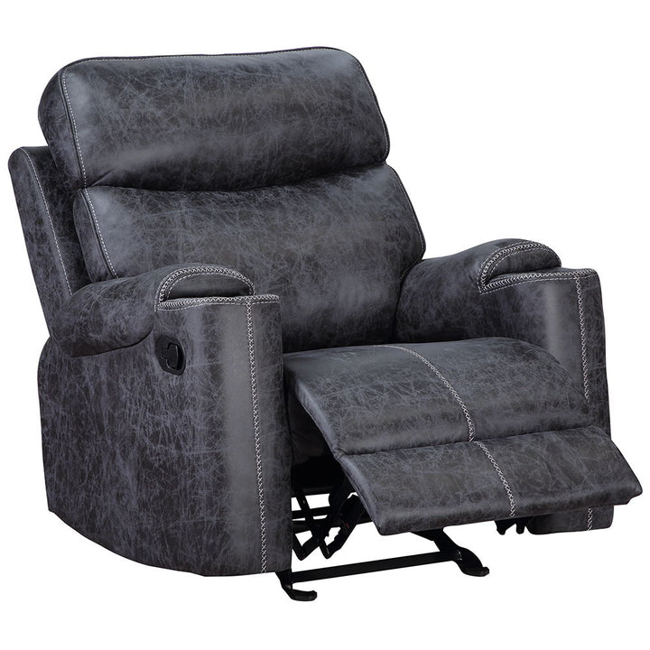 Hirah - Motion Glider Recliner - Dark Gray Polish Microfiber