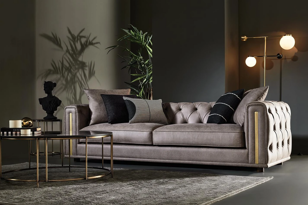 Sirona 3.5-Seater Sofa, Faux Leather (Dark Taupe)