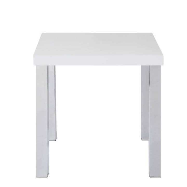 Harta - End Table - White High Gloss & Chrome