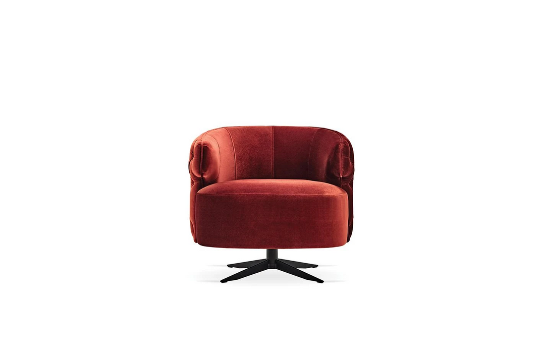 Sirona Swivel Quilted Armchair, Velvet (Brick Red)