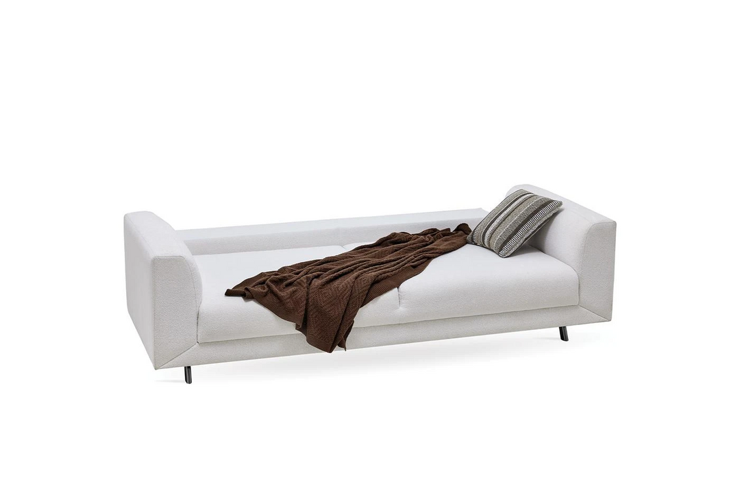 White Boucle Basel 3-Seater Sofa Bed