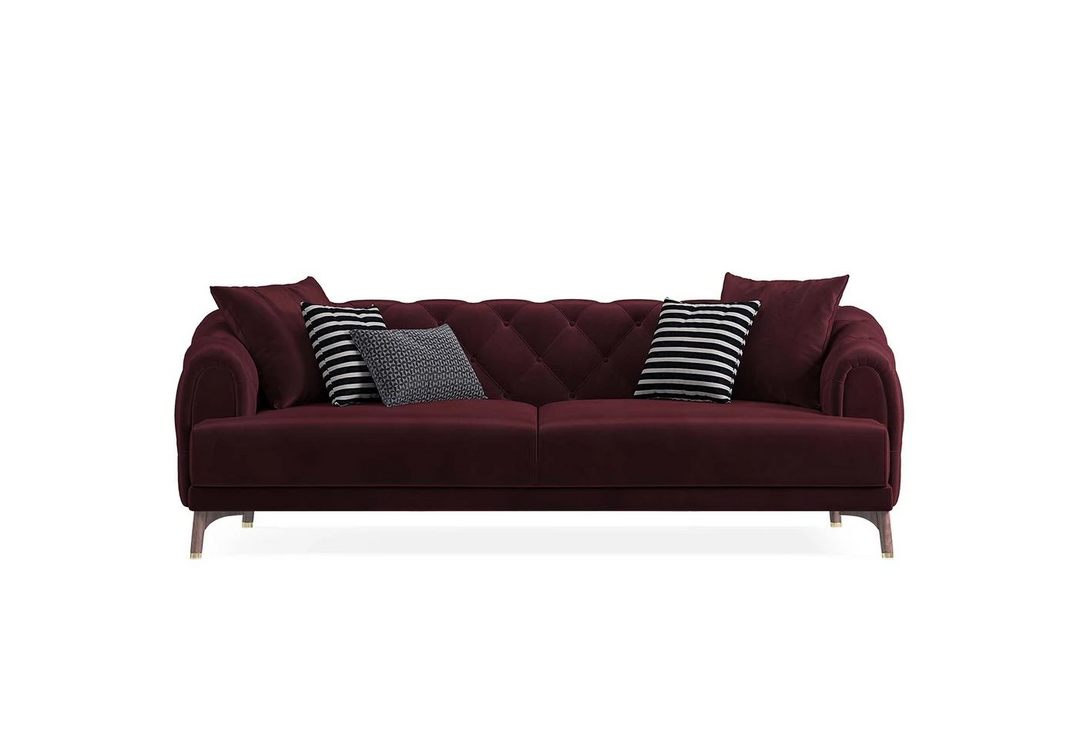 Burgundy Velvet Navona 3-Seater Sofa Bed