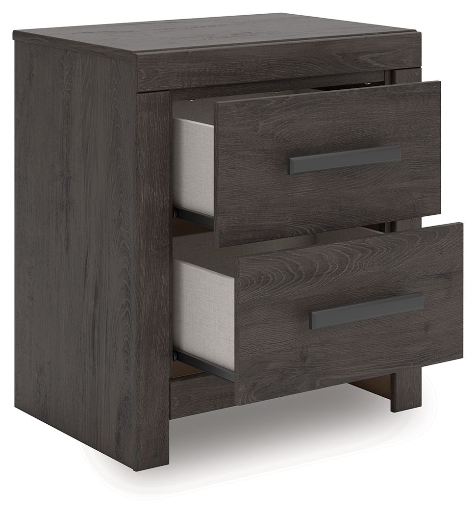 Prendonea - Charcoal - Two Drawer Night Stand