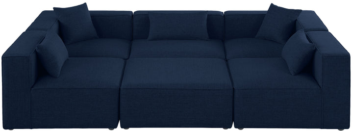 Cube - Modular Sectional 6 Piece - Navy - Fabric