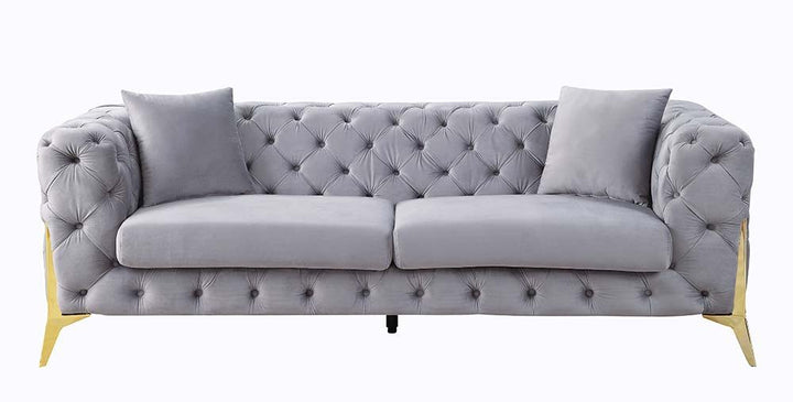 Jelanea - Sofa - Gray Velvet & Gold Finish