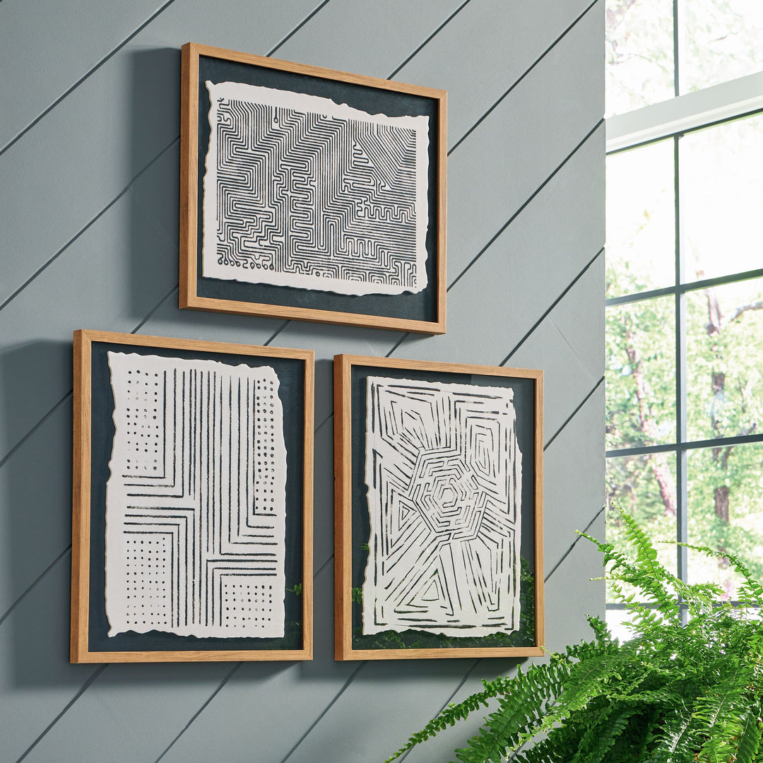 Wonderstow - Black / Beige - Wall Art Set (Set of 3)