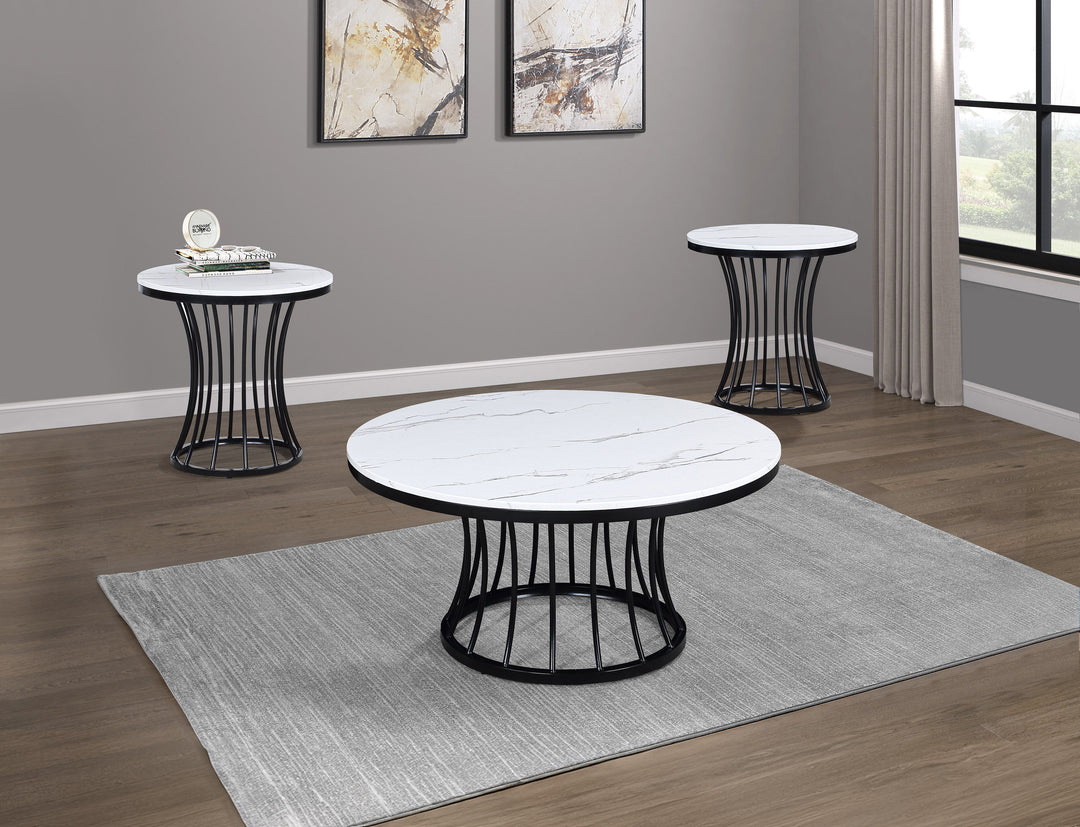 Hadley - 3-Piece Cocktail Table Set - White / Black