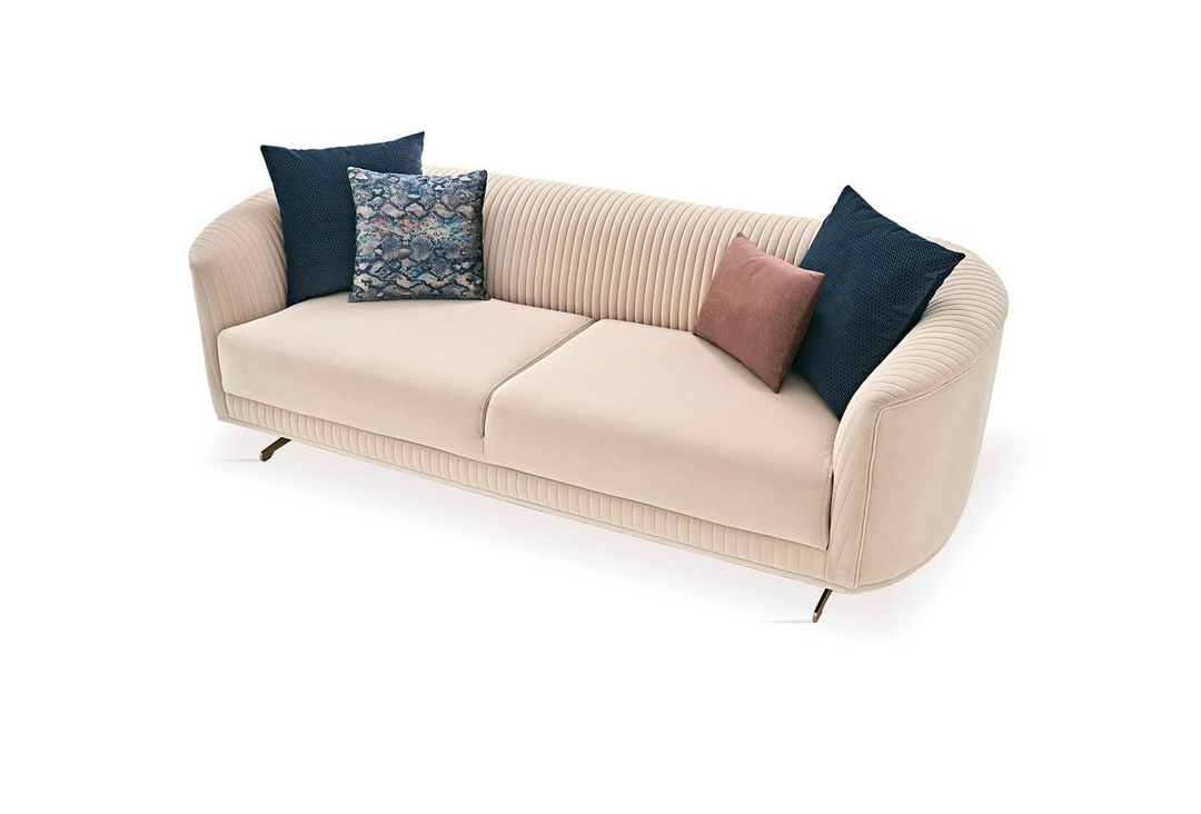 Vienna 3-Seater Sofa, Velvet (Ecru)