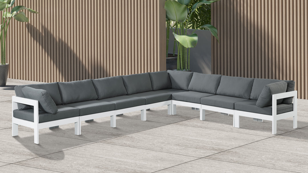 Nizuc - Outdoor Patio Modular Sectional 8 Piece - Grey - Fabric