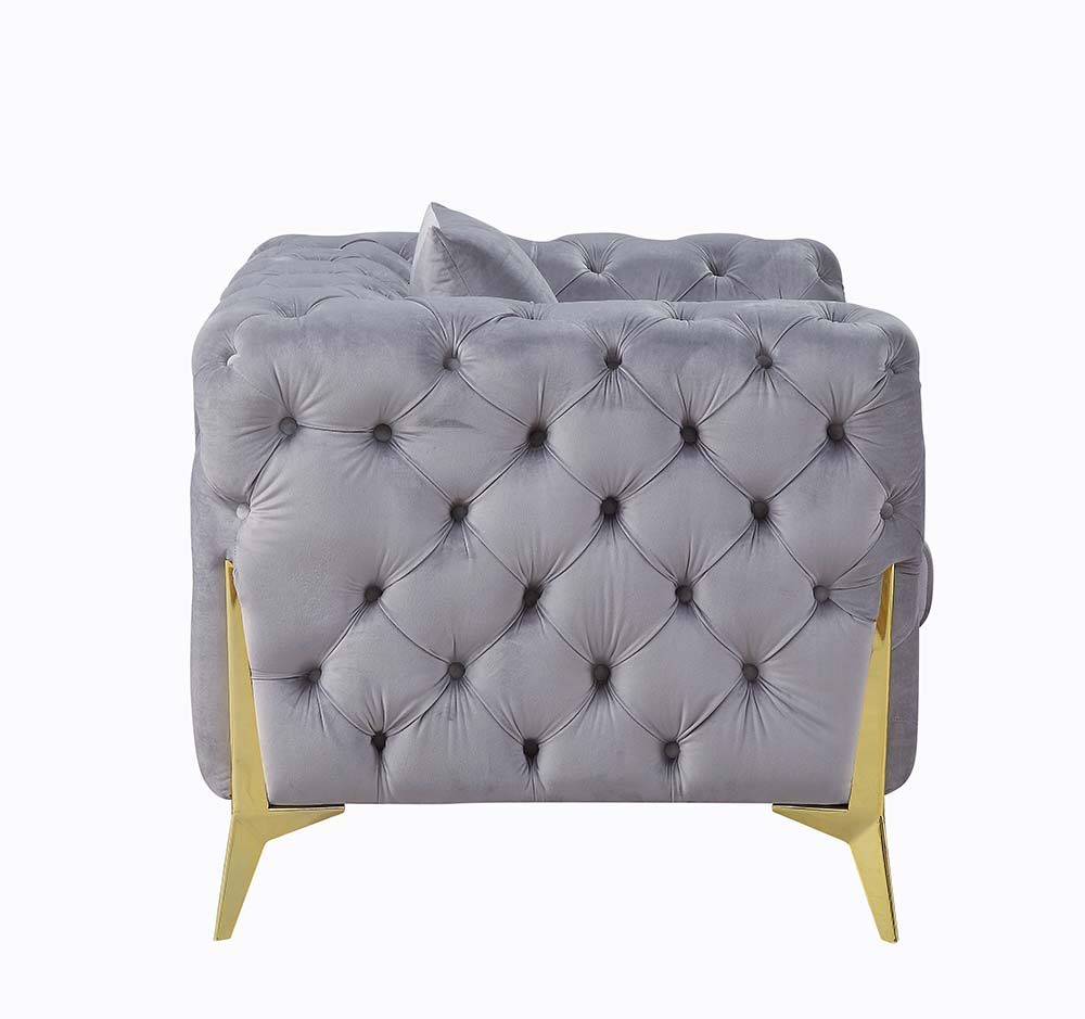 Jelanea - Sofa - Gray Velvet & Gold Finish