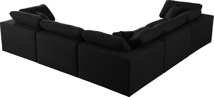 Serene - Linen Textured Fabric Deluxe Comfort Modular Sectional - Black - Fabric