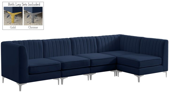 Alina - Modular Sectional 5 Piece - Navy - Fabric