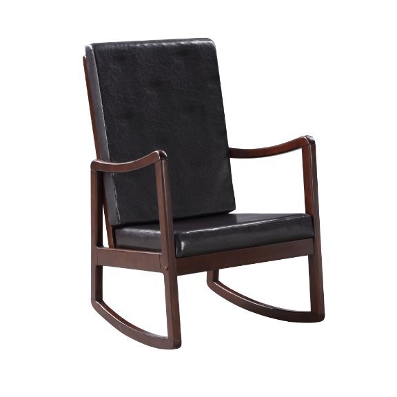 Raina - Rocking Chair - Dark Brown PU & Espresso Finish