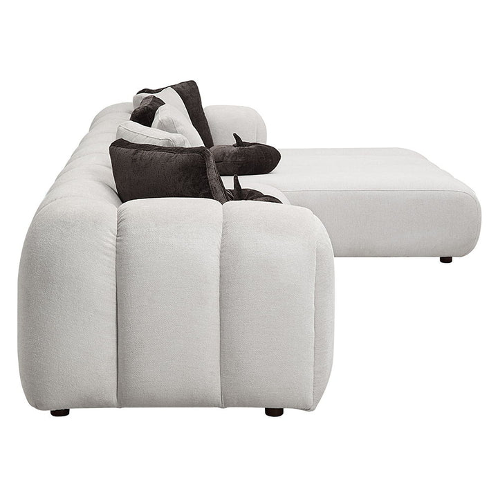 Manilla - Sectional Sofa With 8 Pillows - Ivory White Linen