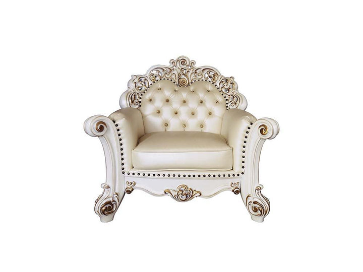 Vendom - Chair - Champagne PU & Antique Pearl Finsih