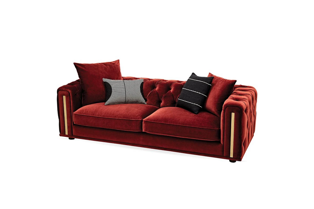 Sirona 3-Seater Sofa, Velvet (Brick Red)