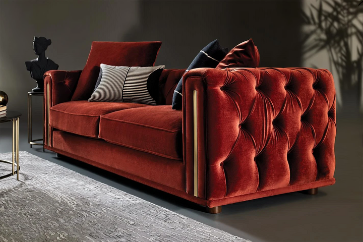 Sirona 3-Seater Sofa, Velvet (Brick Red)