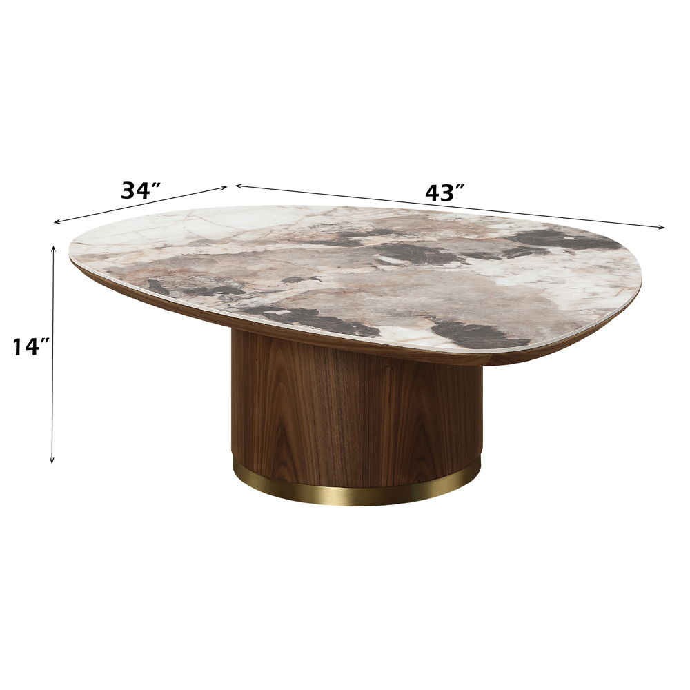 Willene - Coffee Table With Ceramic Top - Walnut