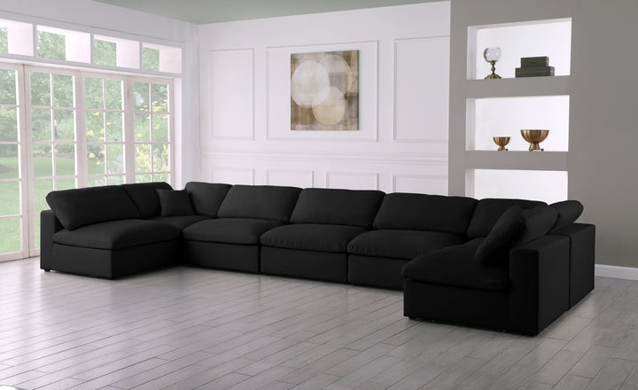 Plush - Velvet Standart Comfort Modular Sectional 6 Piece - Black