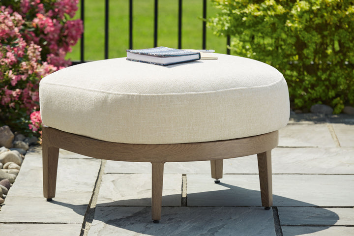 Serene Bay - Dark Brown / White - Ottoman With Cushion