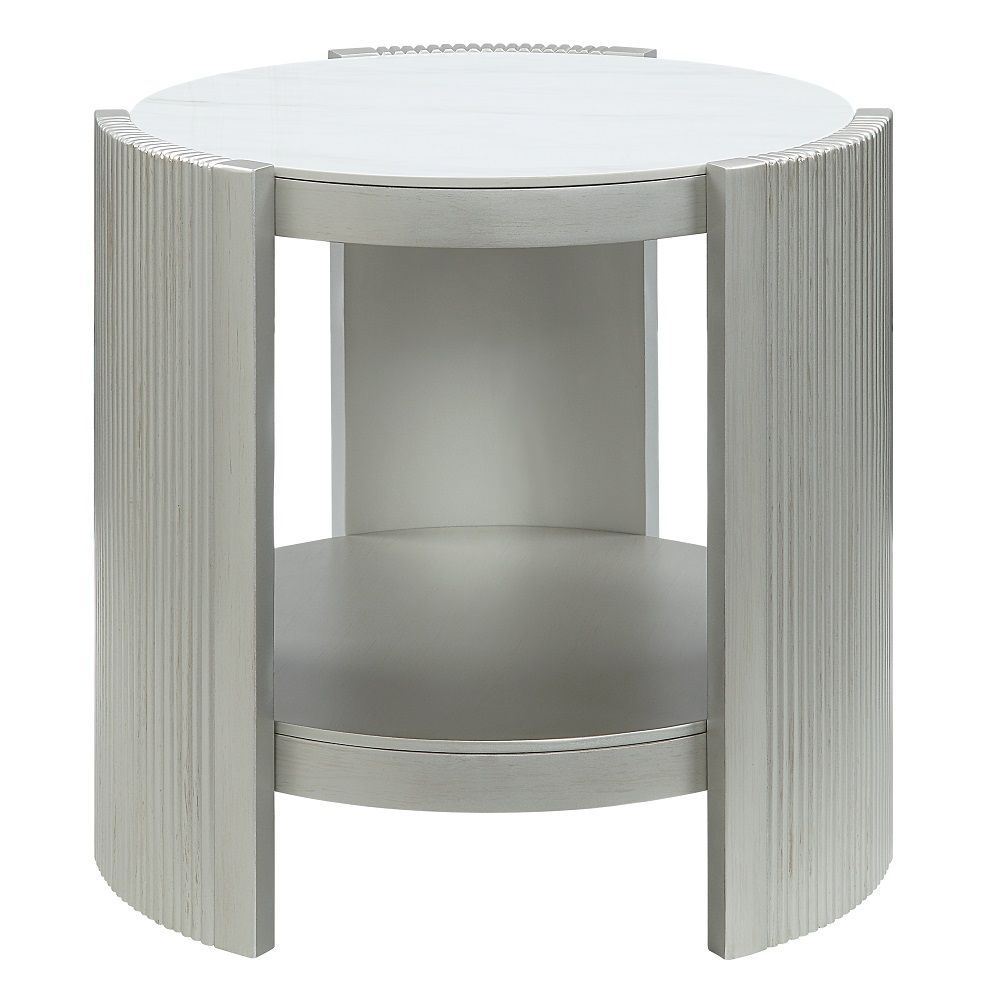 Kasa End Table - Sintered Stone Top & Champagne Finish