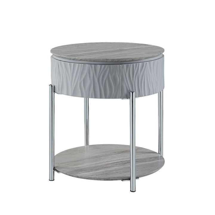 Yukino - End Table - Gray High & Chrome